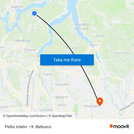 Pellio Intelvi to Bellusco map