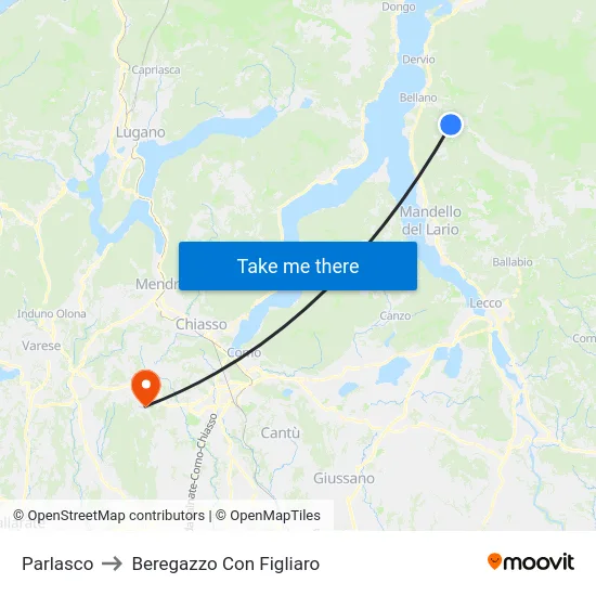 Parlasco to Beregazzo Con Figliaro map
