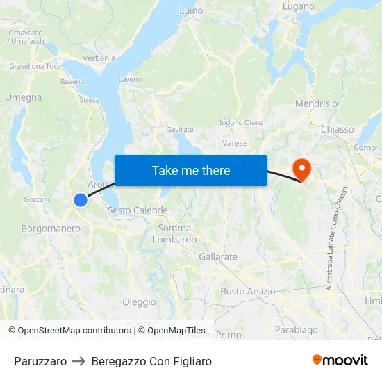 Paruzzaro to Beregazzo Con Figliaro map