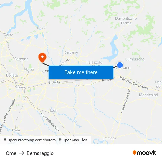 Ome to Bernareggio map