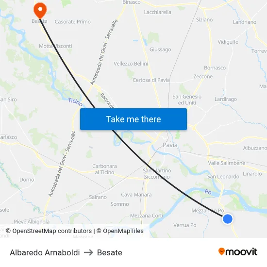 Albaredo Arnaboldi to Besate map