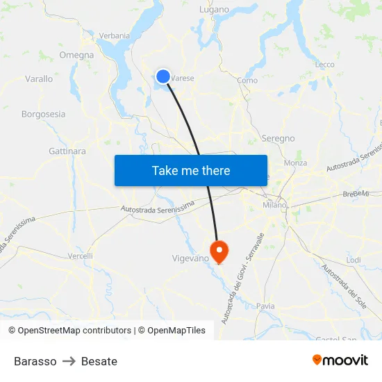 Barasso to Besate map