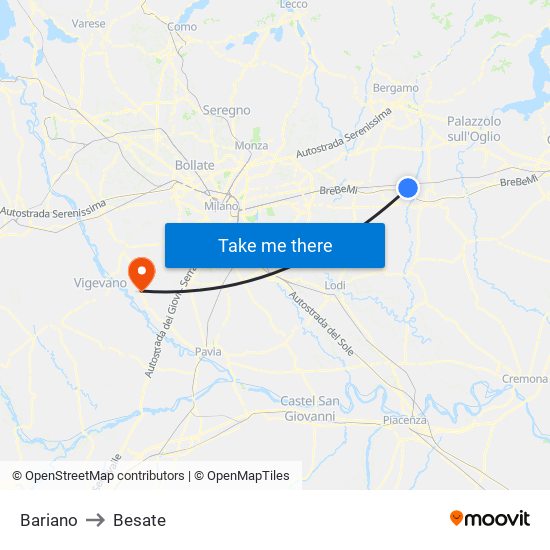 Bariano to Besate map