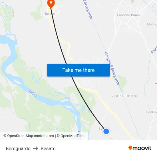 Bereguardo to Besate map