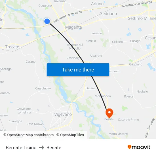 Bernate Ticino to Besate map