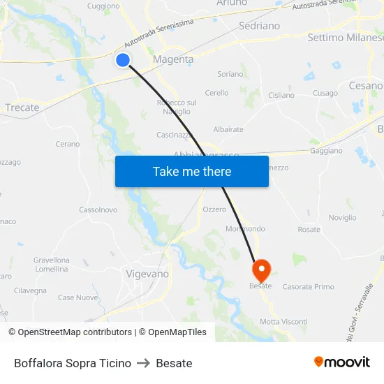 Boffalora Sopra Ticino to Besate map