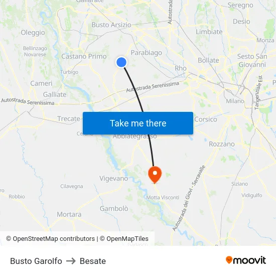 Busto Garolfo to Besate map