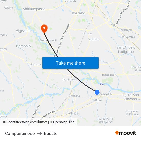Campospinoso to Besate map