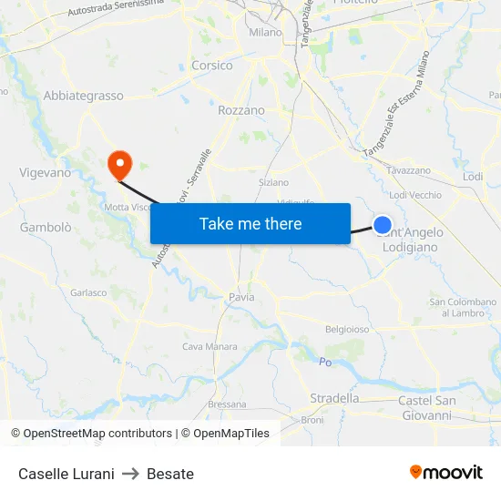 Caselle Lurani to Besate map