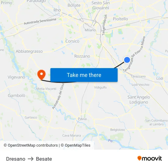 Dresano to Besate map