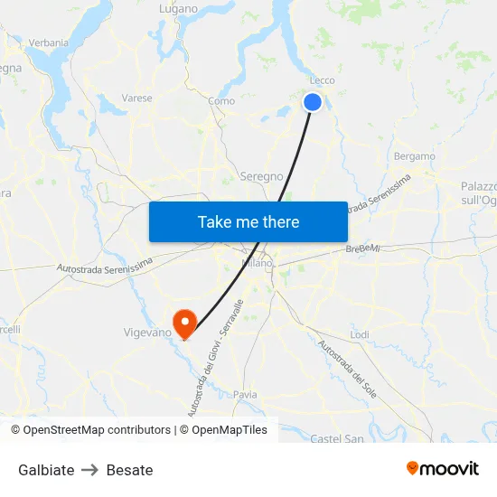 Galbiate to Besate map