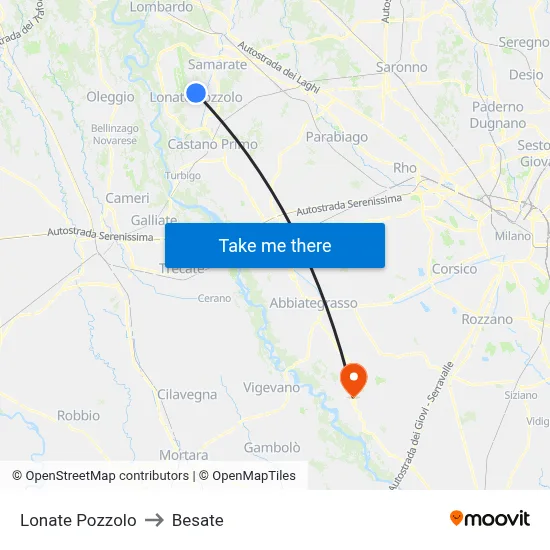 Lonate Pozzolo to Besate map