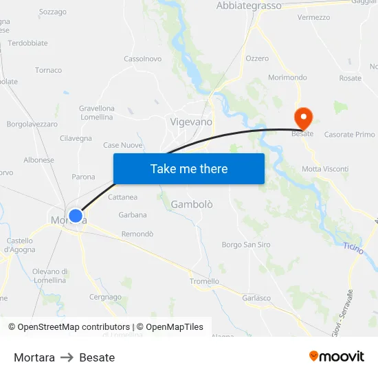 Mortara to Besate map