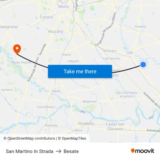 San Martino In Strada to Besate map