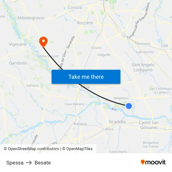 Spessa to Besate map