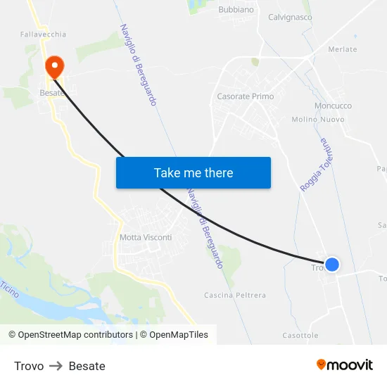 Trovo to Besate map