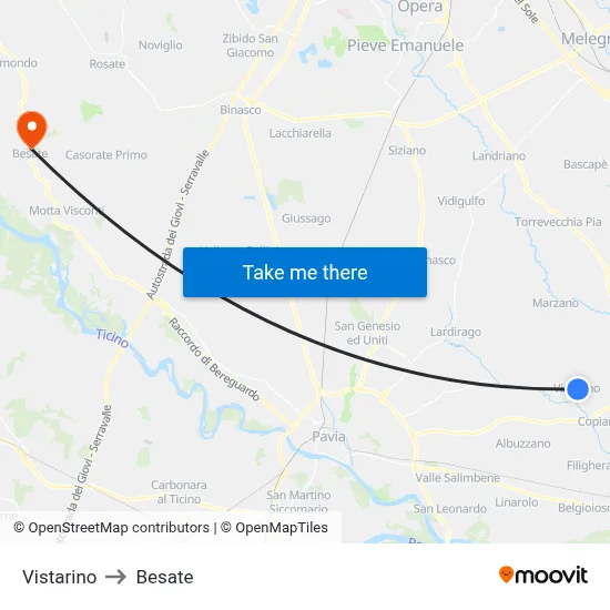 Vistarino to Besate map