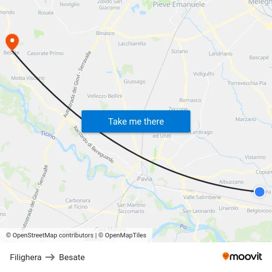 Filighera to Besate map