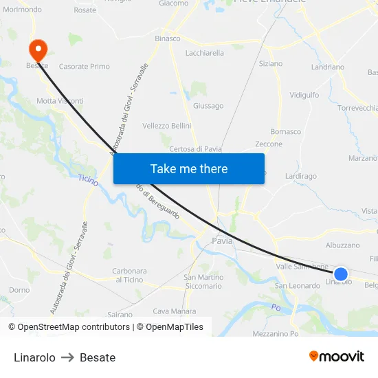 Linarolo to Besate map