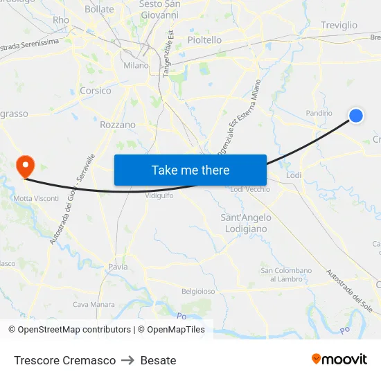 Trescore Cremasco to Besate map
