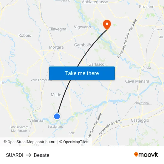 Suardi to Besate map