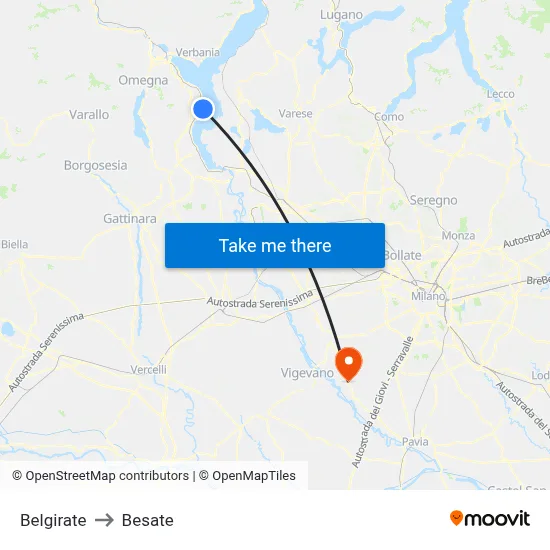 Belgirate to Besate map