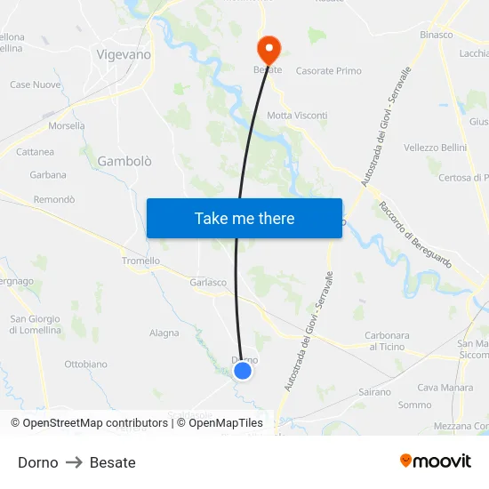 Dorno to Besate map
