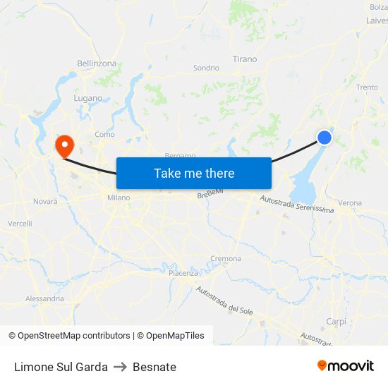 Limone Sul Garda to Besnate map