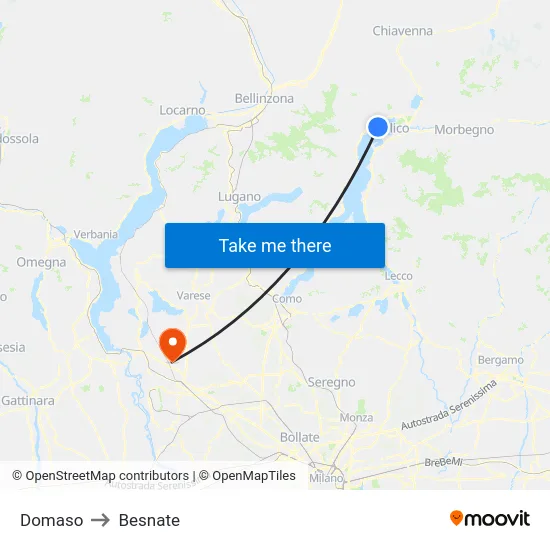 Domaso to Besnate map