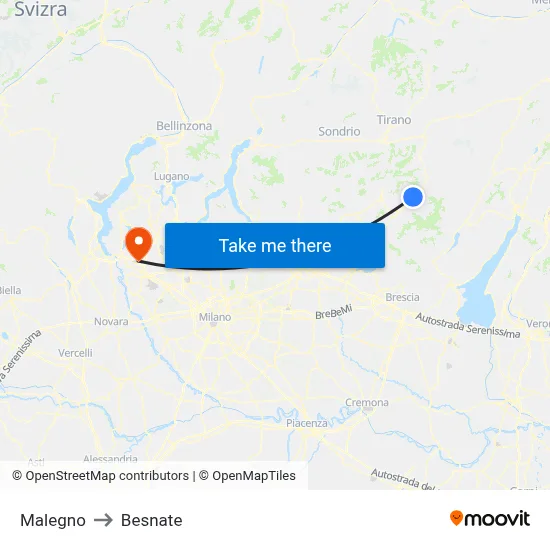 Malegno to Besnate map