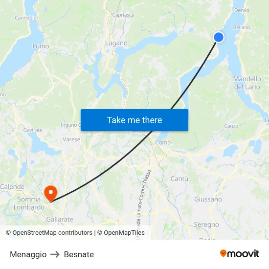 Menaggio to Besnate map