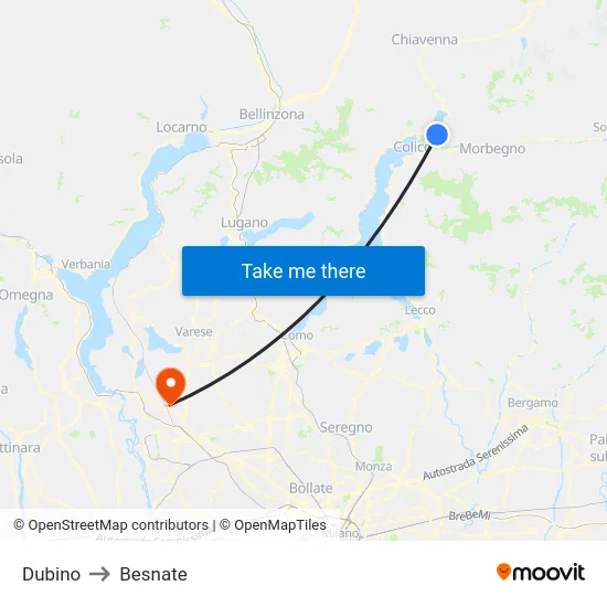 Dubino to Besnate map
