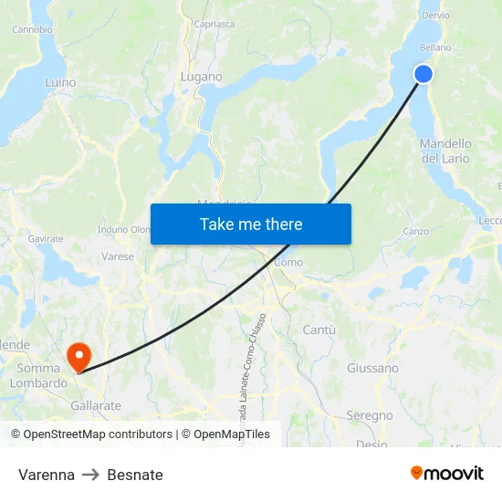 Varenna to Besnate map