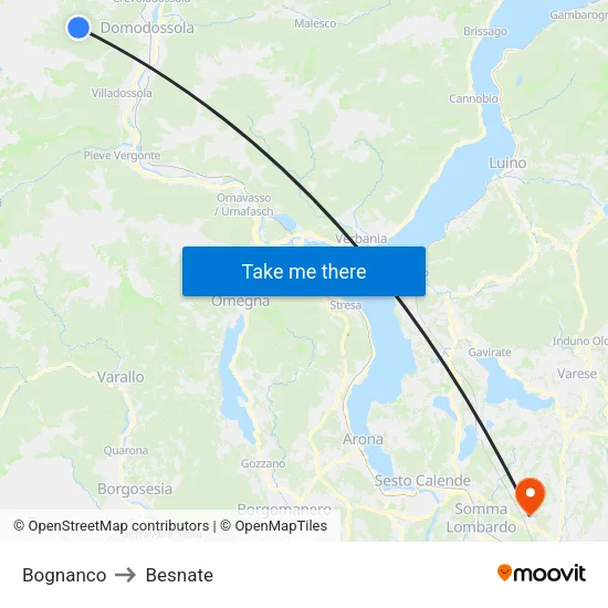 Bognanco to Besnate map