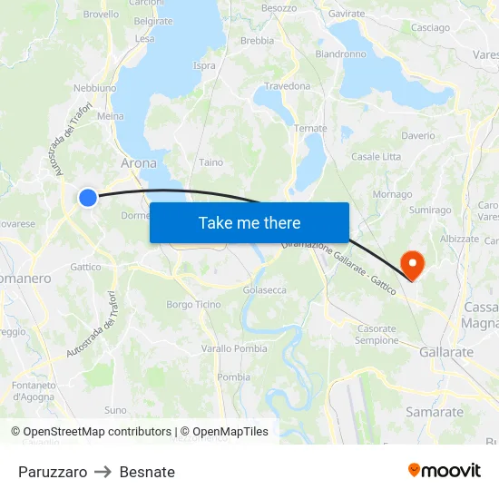 Paruzzaro to Besnate map