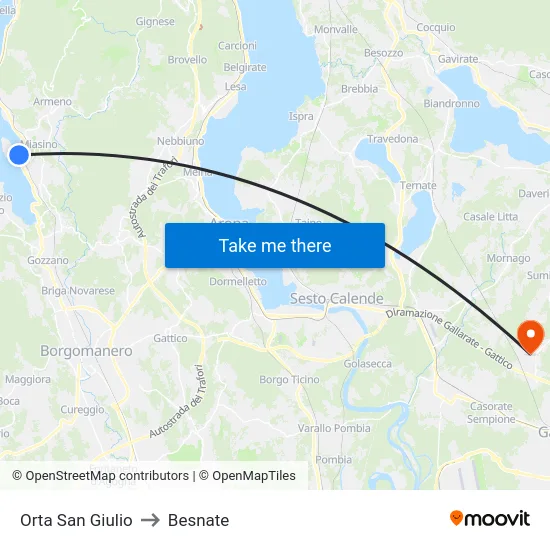 Orta San Giulio to Besnate map