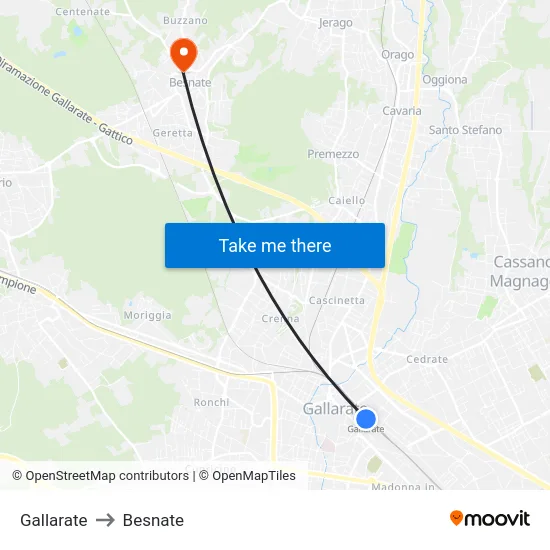 Gallarate to Besnate map