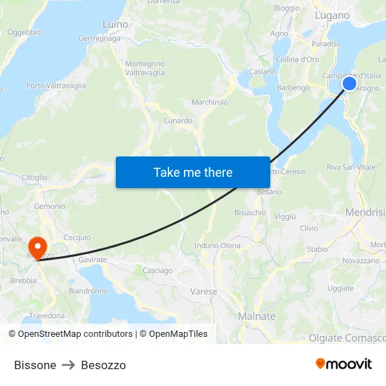 Bissone to Besozzo map