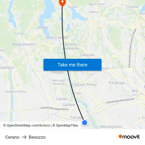 Cerano to Besozzo map