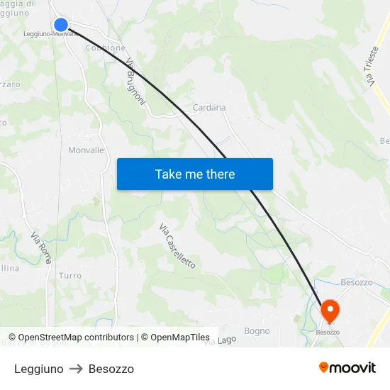 Leggiuno to Besozzo map