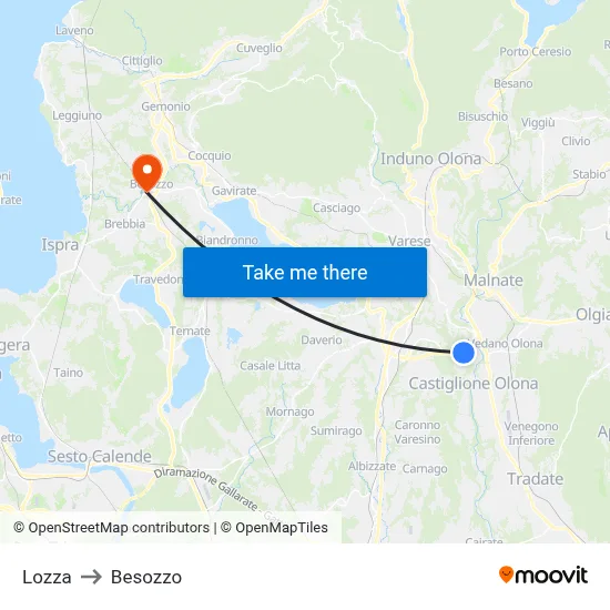 Lozza to Besozzo map