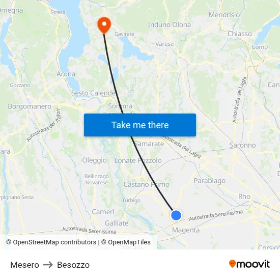 Mesero to Besozzo map