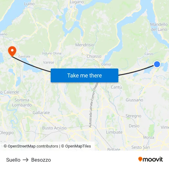 Suello to Besozzo map