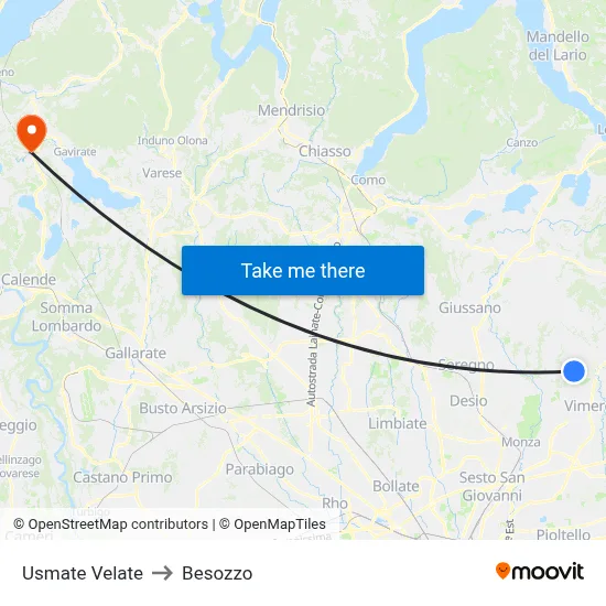 Usmate Velate to Besozzo map