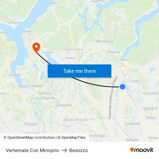 Vertemate Con Minoprio to Besozzo map