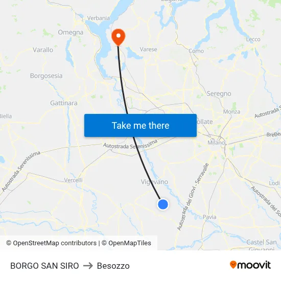 Borgo San Siro to Besozzo map