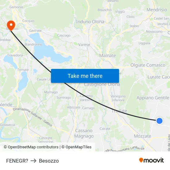 Fenegro to Besozzo map