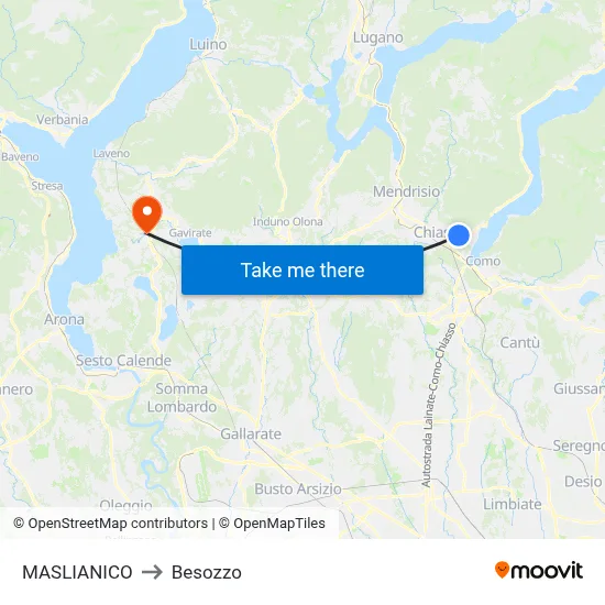 Maslianico to Besozzo map