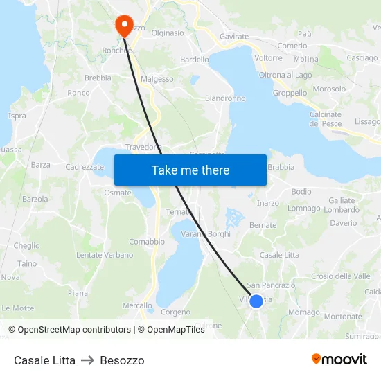 Casale Litta to Besozzo map