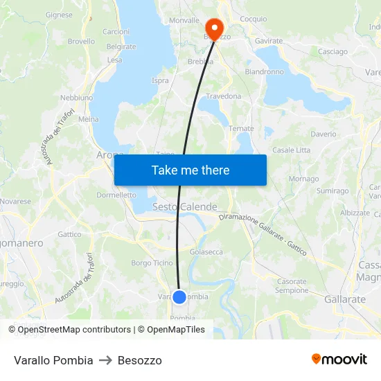 Varallo Pombia to Besozzo map